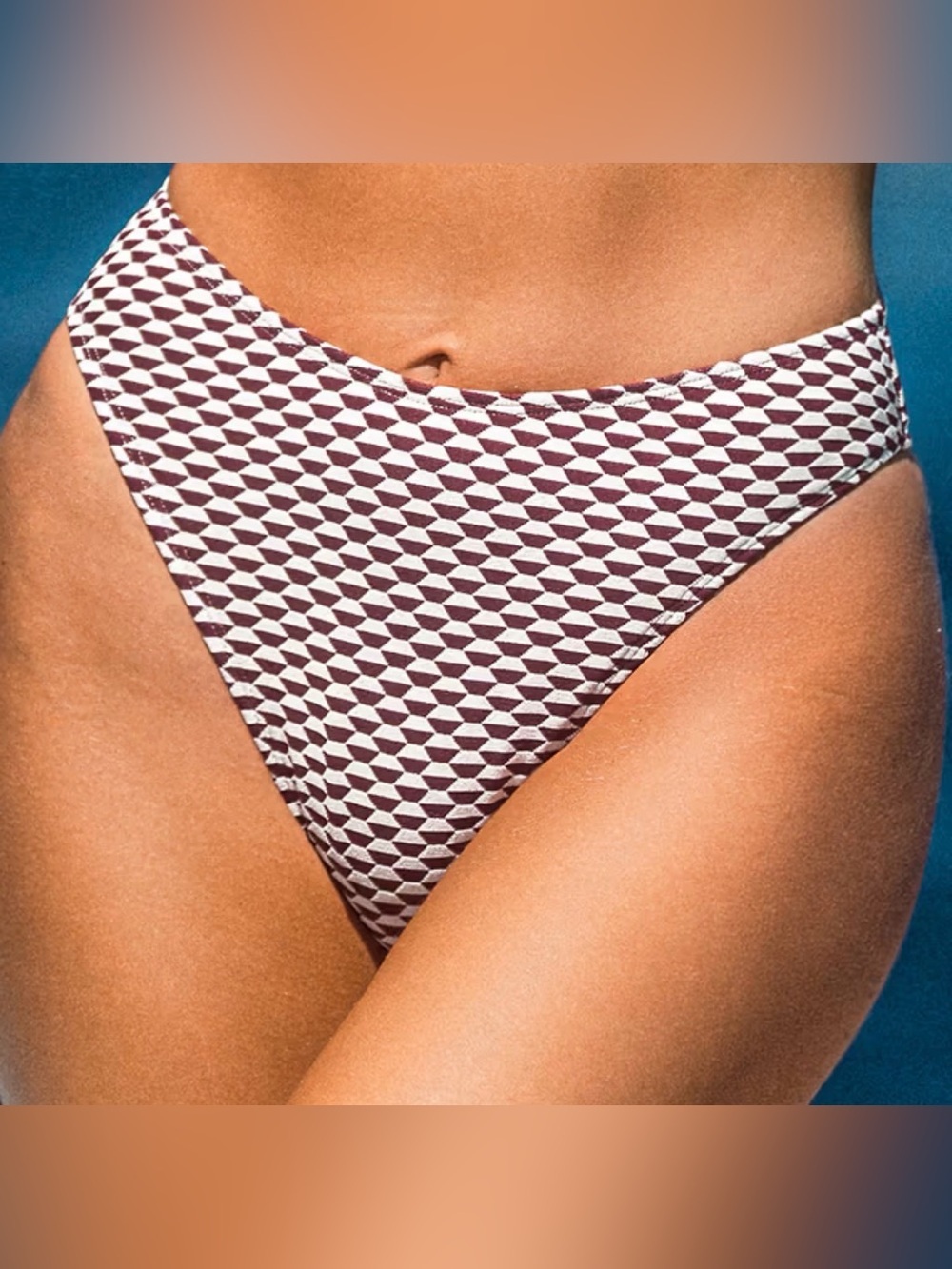Cupshe Ruby Wave Checkered Bikini Bottoms Womens Medium Mid Rise